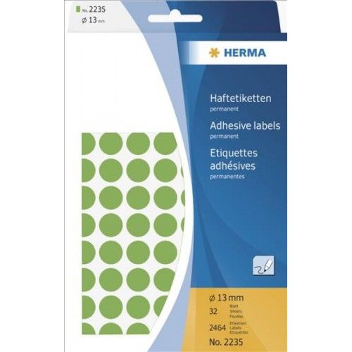 Etiquetas Multiusos Herma 2235 Redondo 13mm Verde , HERMA , ETIQCARHER003 , 4008705022354